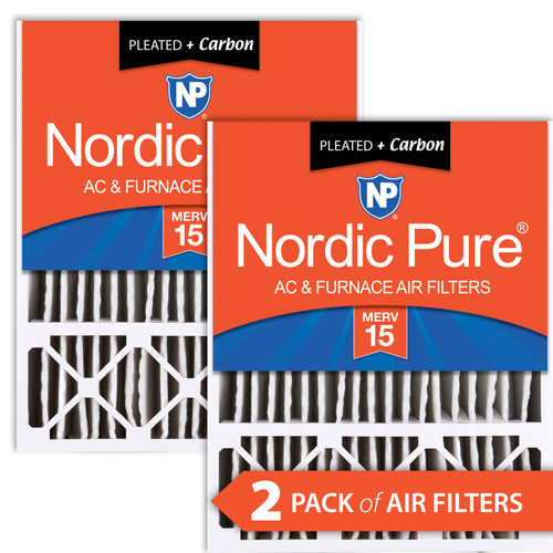 Two Packs Nordic Pure 20x25x5 Lennox X6673_X6675 Replacement AC Filters MERV 15 + Carbon stacked 20x25x5LXREDM15+C-2