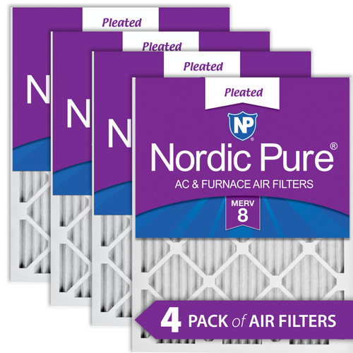 Nordic Pure 24x24x1 Pleated MERV 8 Air Filters 4 Pack stacked 24x24x1M8-4
