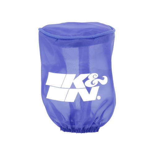 Blue K&N air filter cover designed to enhance performance and protect the filter from dirt and debris.