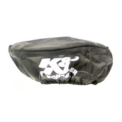 K&N air filter cover in black, featuring the PreCharger Universal Wrap for improved filtration and protection.