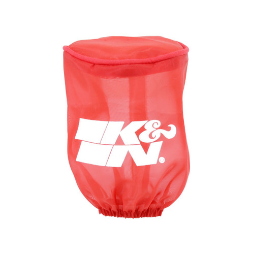 A red bag displaying the K&N logo, intended for the K&N Filters Drycharger Air Filter Wrap for RU1280.