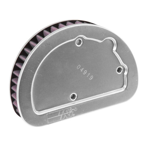 K&N air filter for motorcycles featuring a metal plate, specifically for the 2014 HD FLHRC Road King.