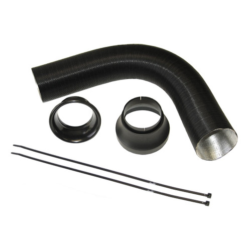 K&N Filters' black air hose kit is 70mm wide and 750mm long, specifically designed for automotive air intake systems.