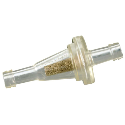 Clear plastic tube containing a gold filter labeled K&N Filters Inline Gas Filter 1/4" Single Pack.