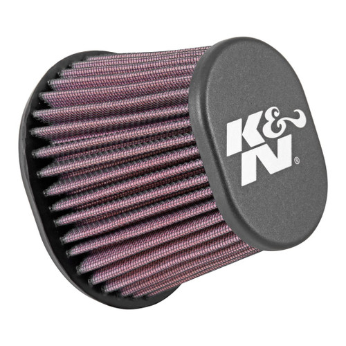 K&N air filter, dimensions 2-7/16" FLG x 4-1/2"x3-3/4" B x 3"x2" T x 4" H, designed for universal fit and improved airflow.