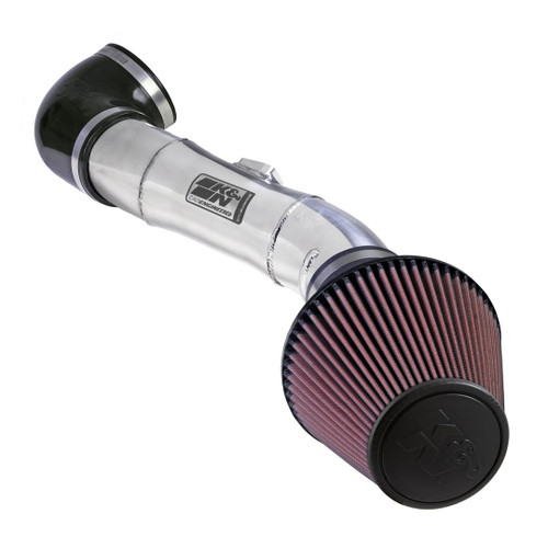 K&N Filters Typhoon air intake kit in black and silver for Mustang GT 4.6L V8, enhancing airflow and engine efficiency.