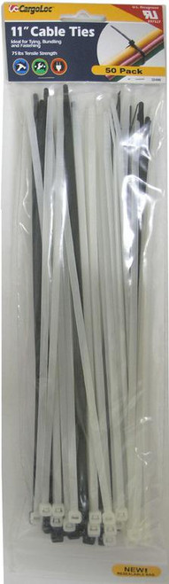 CargoLoc Cable Ties - 11", 50 Pack, Natural, Black (25 Each) (32486)
