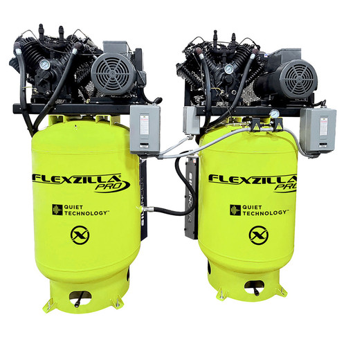 Flexzilla Pro Piston Dual Alternating Air Compressor - 20 Hp, 240 Gal, 2-Stage, 208/230 V, Zillagreen (FXS10A120V1)