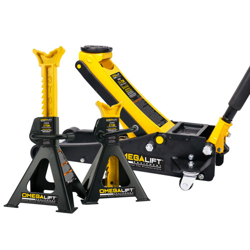 Omega Magic Lift Service Jack And 3 Ton Jack Stands Combo - 2.5 Ton Capacity (25055B)