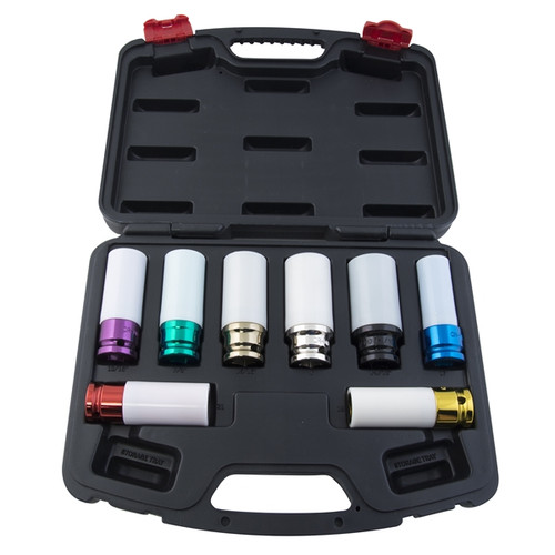 Omega Coated Impact Socket Set - 1/2" Drive, 9.4" Height, 17.4" Width, 12.5" Length, 8 Piece (83003)
