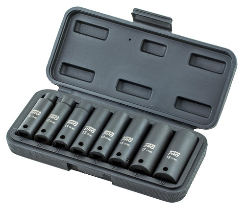 Omega Deep Impact Socket Set - Metric, 8" Height, 9.06" Width, 8.35" Length, 3/8" Drive, 8 Piece (83032)