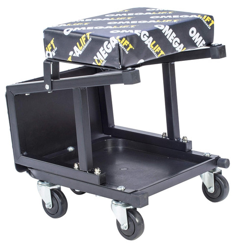 Omega 2-In-1 Mechanics Creeper Seat/Step Stool - 7.88'' Height, 17.72'' Width, 15.75'' Length, Black (91305)