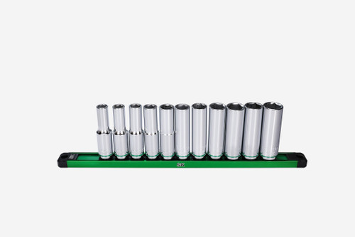 SK Tools Socket Set - Chrome, Deep, Metric, 6 Point, 1/2" Drive, 11 Piece (SK01349)