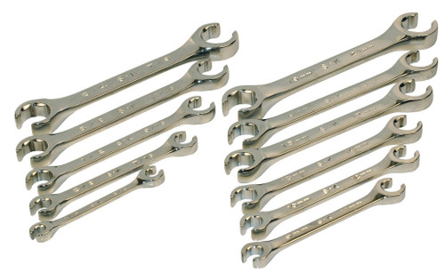 SK Tools Flare Nut Wrench Set - Chrome, Fractional/Metric, 11 Piece (SK371)