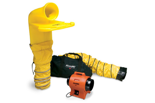 Allegro 8" Axial AC Industrial Plastic Blower System with 8" MVP 9539-08 Blower 9520-398M for jobsite airflow.