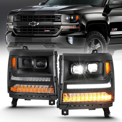 Anzo USA 16-18 Silverado Black w/Amber Projector Headlight (ANZ111420) by JB Tools