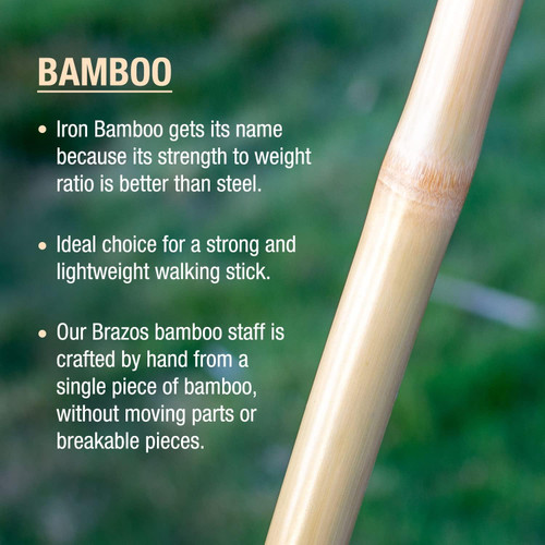 Brazos Iron Bamboo Rustic Walking Stick 602-3000-11 for walking support.