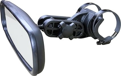 The ATV Tek Clearview UTV Rearview Mirror UTVMIRCTR features a durable black UV-resistant nylon frame and universal fit for Honda, Yamaha, Polaris, Kawasaki, and CF Moto UTVs. Designed with anti-vibration technology and a convex lens, this center-mounted rectangular mirror provides a stable, wide field of view. Its low-profile clamp system fits tubular roll cages 1" to 2.5" in diameter, with tool-free micro-adjustment for quick angle changes, ensuring clear visibility and reliable performance on rough terrain.