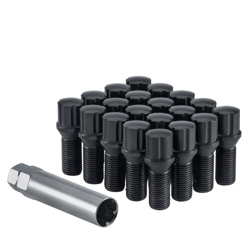 West Coast W27025CBB 14x1.25 conical spline lug bolt 27mm 5 lug install kit Black.