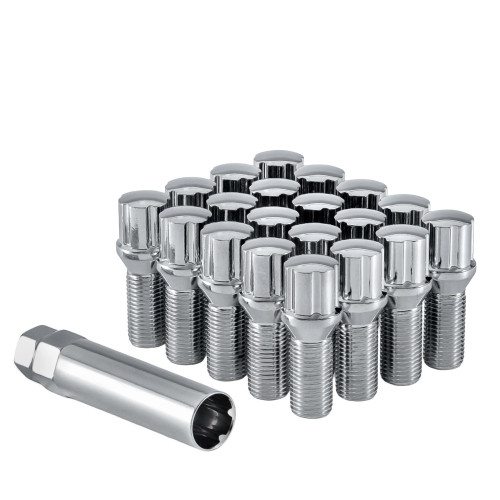 West Coast W27025DCB 12x1.25 conical spline lug bolt 27mm 5 lug install kit chrome.