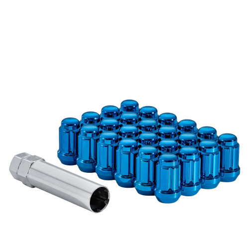 West Coast W56012SBL 1/2" bulge acorn spline lug nuts 1.38" 6 lug install kit blue 106100.