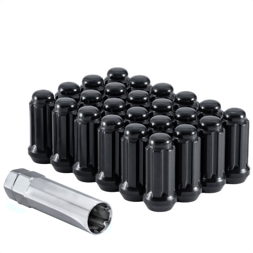 West Coast W5612STB 1/2" bulge acorn spline lug nuts 1.9" 6 lug install kit Black.