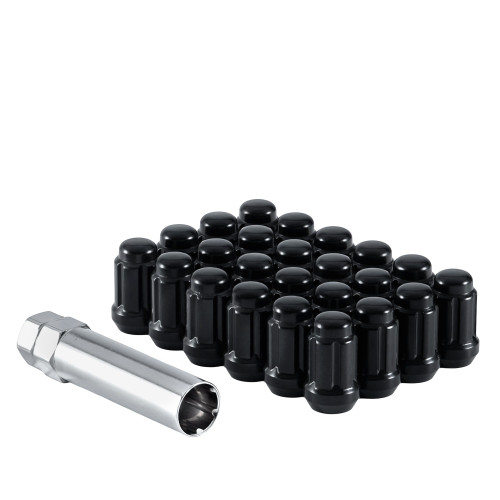 West Coast W56014SB 14x1.5 bulge acorn spline lug nuts 1.38" 6 lug install kit Black.