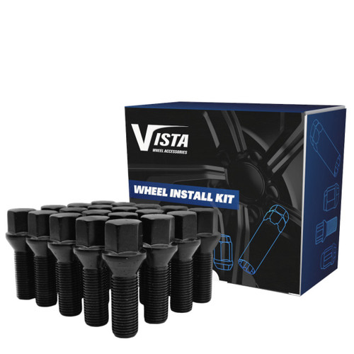 West Coast DPC39025CBHB 14x1.25 conical lug bolt 17mm hex 39mm 5 lug install kit Black.
