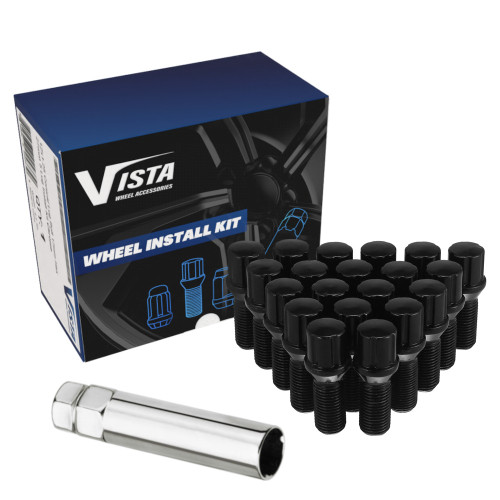 West Coast DPC27014CBB 14x1.5 conical spline lug bolt 27mm 5 lug install kit Black.