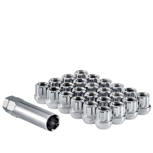 West Coast W5514STO 14x1.5 open bulge acorn spline lug nuts 0.85" 5 lug install kit chrome.