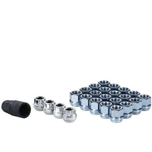 West Coast W56716O 7/16" open bulge acorn lug nuts 3/4" hex 0.85" 6 lug install kit chrome.