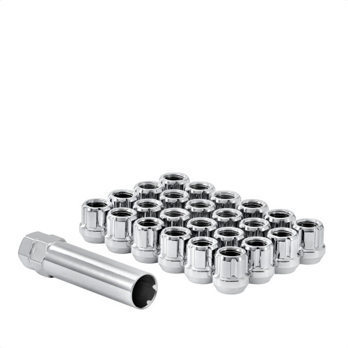 West Coast W55175STO 12x1.75 open bulge acorn spline lug nuts 0.85" 5 lug install kit chrome.