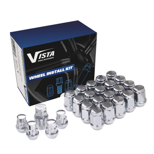 West Coast DPC55014B 14x1.5 bulge acorn lug nuts 3/4" hex 1.38" 5 lug install kit chrome.