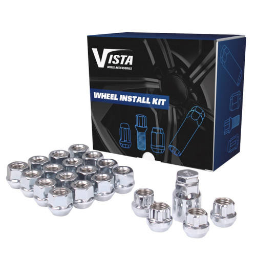 West Coast DPC55716O 7/16" open bulge acorn lug nuts 3/4" hex 0.85" 5 lug install kit chrome