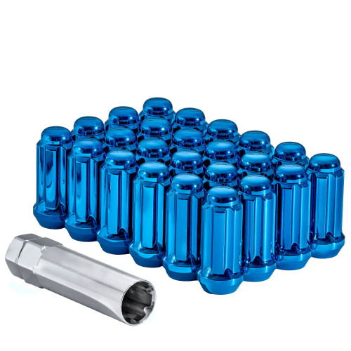 West Coast W5814STBL 14x1.5 bulge acorn spline lug nuts 1.9" 8 lug install kit blue