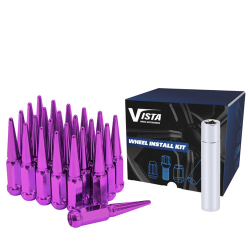 West Coast DPC5896LSPKP 9/16" spike lug nuts 3/4" hex 111mm 8 lug install kit purple