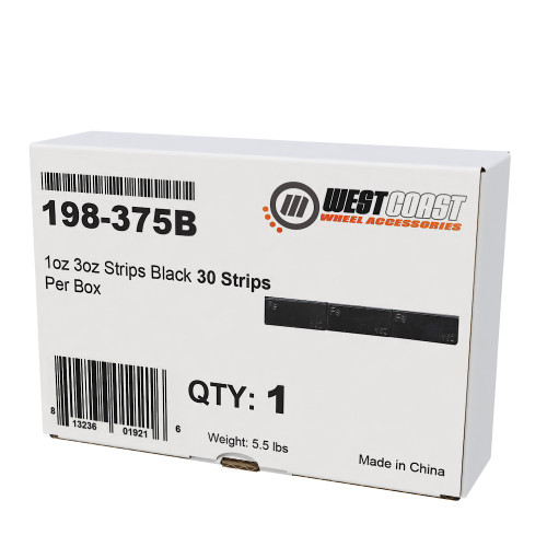 West Coast 198-375B 1oz 3oz Strips Black 30 Strips per Box