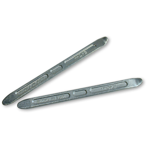 Two metal scissors labeled "scissors," displayed alongside a 2-piece tire lever set for powersports.