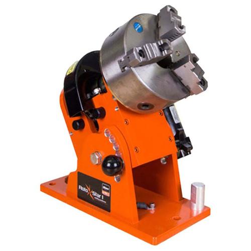 The Fein 31343790130 ROTO-STAR I 120V Rotary Welding Positioner is designed for precise welding of workpieces up to 200 lbs with a 6" chuck. It rotates 360° at a steady speed and tilts up to 90° in 15° increments, providing flexible positioning for professional welding. The positioner includes a variable speed foot pedal and control box for controlled, efficient operation. Its heavy-duty yet lightweight construction ensures stability, reduces operator fatigue, and improves productivity, making it ideal for workshops and fabrication projects requiring accurate and high-quality welds.