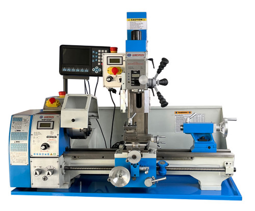 Weiss Metal Lathe/Mill Combination 10" x 22" Benchtop Brushless Motor Lathe with 5" 3-Jaw Chuck and D80 2-Axis DRO - 50-2000 RPM - 1.5HP (WBP250FX550 D80)