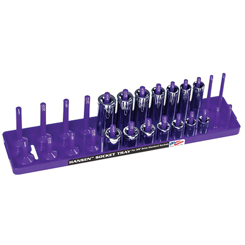 Hansen Global 3/8" Dr. Standard Regular, Deep Socket Holder - Purple