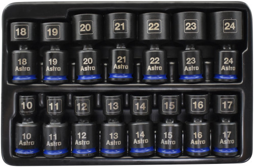 ASTRO 13-Piece 1/4” Drive Low Profile Nano Impact Sockets - Metric