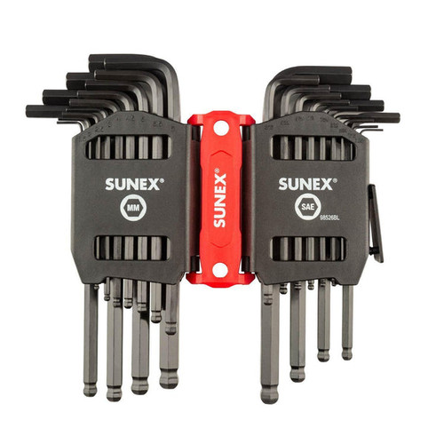 Sunex Tools 26-Piece SAE/Metric Ball End Long Arm Hex Key Set (98526BL) by JB Tools