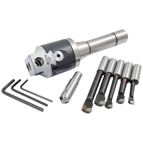 HHIP 1061-0106 2" boring head kit with R8 shank, boring bars & fly cutter.
