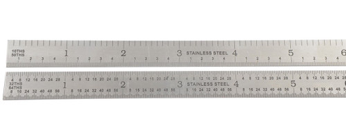 HHIP 4906-0142 12 x 1/2" 5R flex rule with 1/32, 1/64, 10ths & 100ths graduations for precise marking.