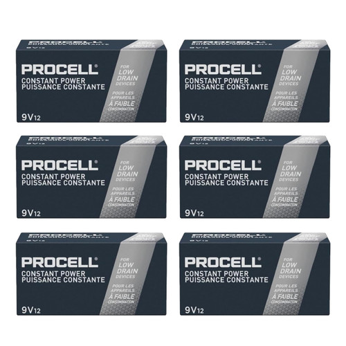 Procell Alkaline 9V Batteries - 6 packs of 12 (Case of 72) (PC1604)