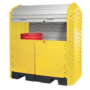 SpillTech® HARDTOP2-WD 2 Drum Roll Top Hardcover With Drain for 2-drum spill containment with drain.