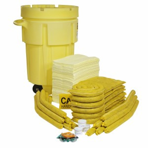 SpillTech® SPKHZ-95-WD HazMat 95-Gallon Wheeled OverPack Salvage Drum Spill Kit for mobile 95-gallon HazMat containment.