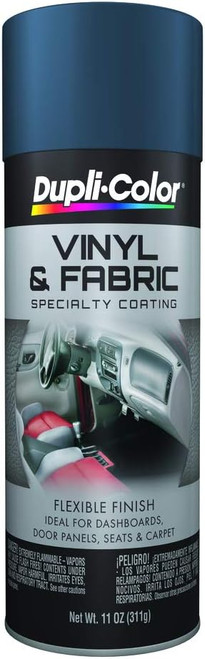 Dupli-Color HVP112 Vinyl & Fabric Coating Medium Blue 11 oz designed for vinyl and fabric restoration coating.