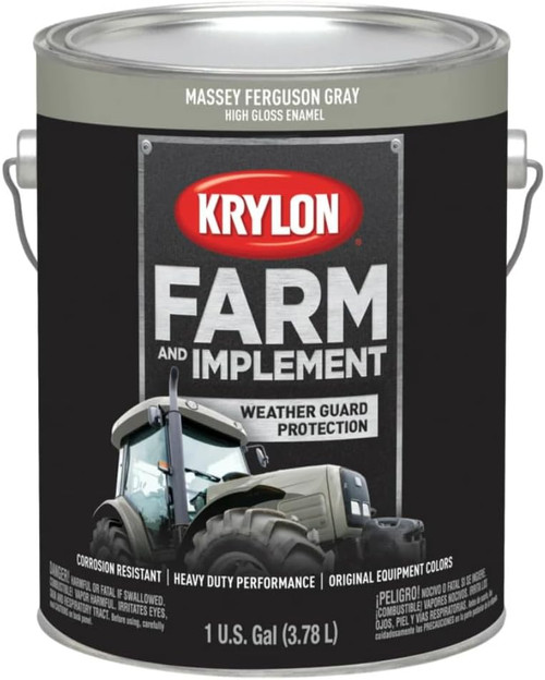 Krylon 2031 Farm & Implement Brush-On Paint High Gloss Massey Ferguson Gray 1 Quart designed for durable coatings.